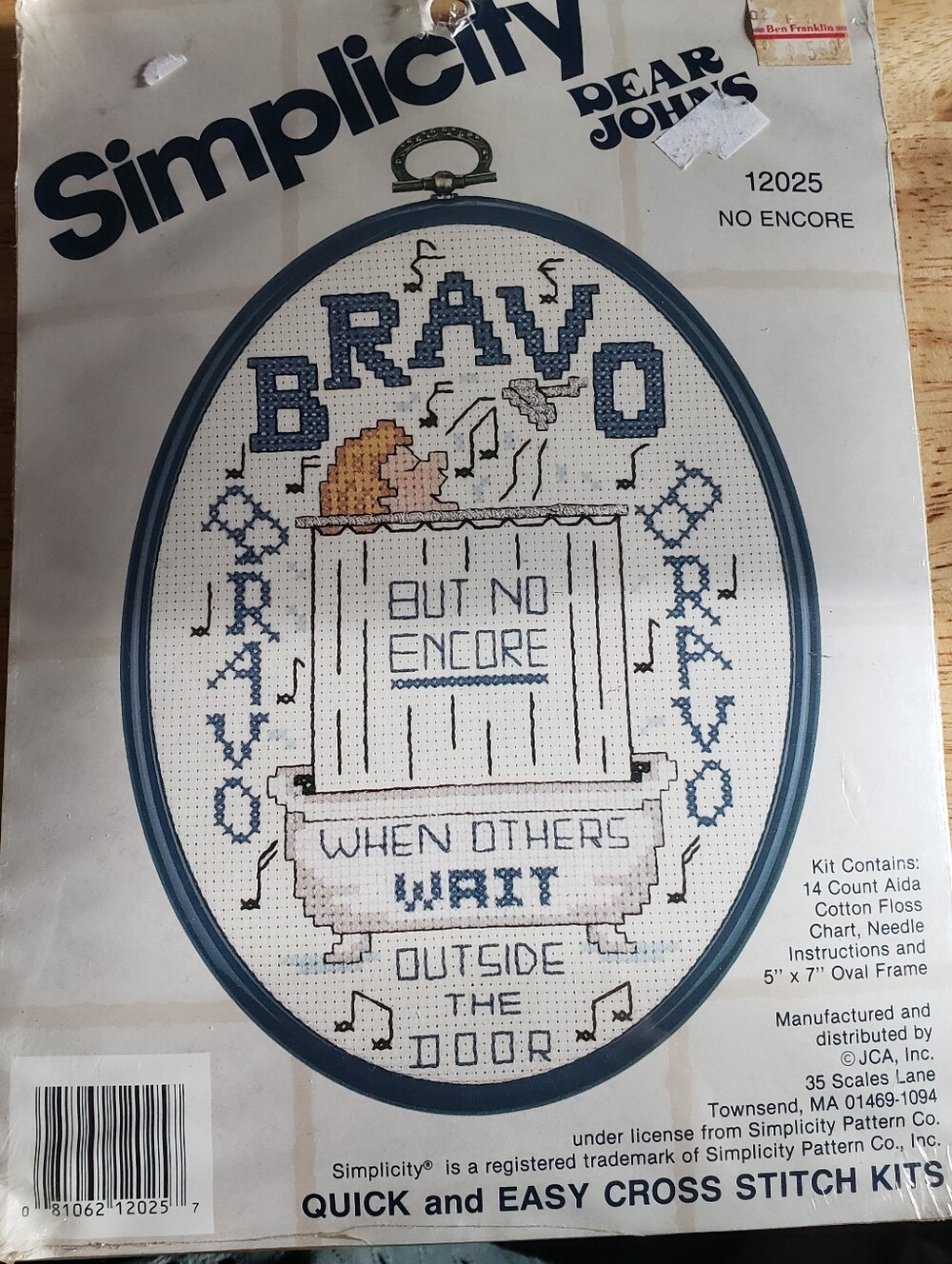 Cross Stitch Kit Simplicity "Bravo, But No Encore" New Analog Hobbies Grannycore